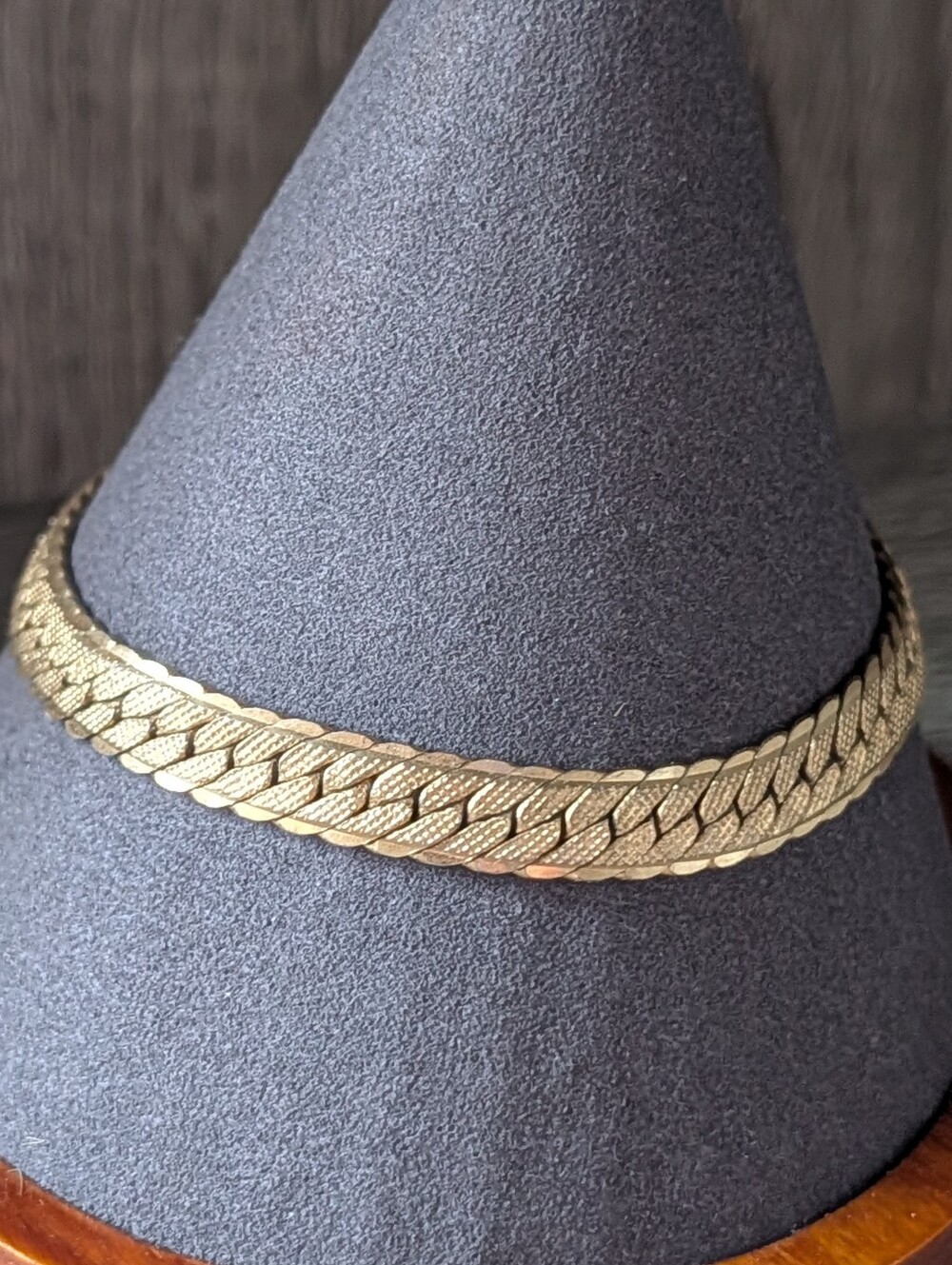 Vintage Monet Gold-Tone Textured Herringbone Bracelet